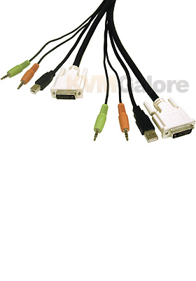 DVI Dual-Link/USB 2.0 KVM Cable w/Speakers and Mic, 10-feet