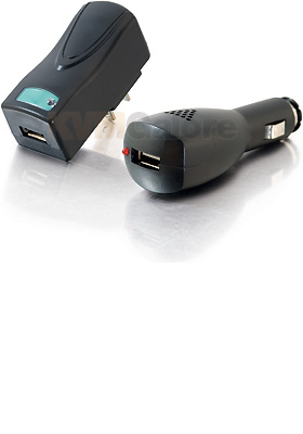 1-Port AC and DC to USB Travel Charger Bundle