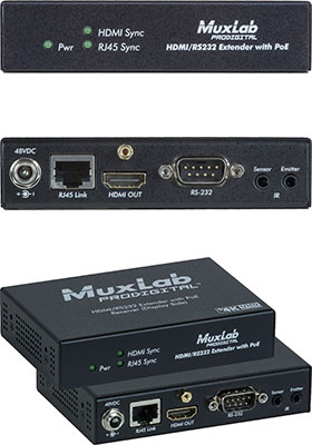 UHD-4K HDMI/RS232 HDBaseT Receiver w/ PoE