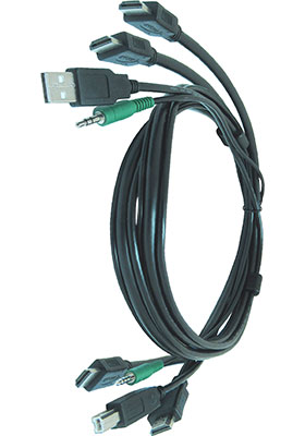 Dual-HDMI/USB/Audio KVM Cable, 10 Feet - TAA Compliant