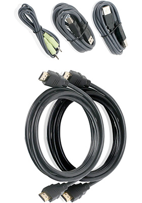 Dual-HDMI, Audio and Dual-USB KVM Cable Kit, 6-Feet (TAA)