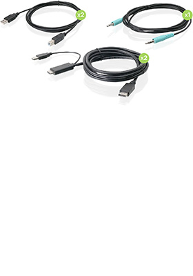 Dual HDMI-to-DisplayPort, Audio and Dual-USB KVM Cable Kit, 6-Feet