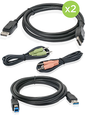 Dual-DisplayPort, Audio and USB KVM Cable Kit (TAA)