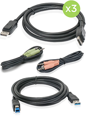 Triple-DisplayPort, Audio and USB KVM Cable Kit (TAA)