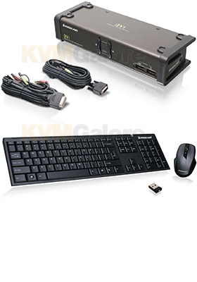 MiniView DVI USB KVMP/KVMA, 2-Ports w/ Wireless Keyboard and Mouse