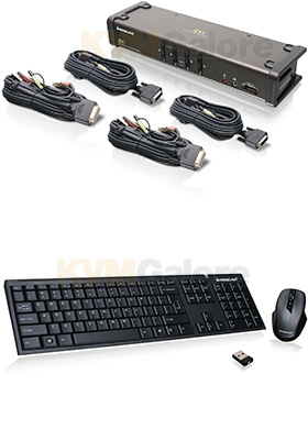 MiniView DVI USB KVMP/KVMA, 4-Ports w/ Wireless Keyboard and Mouse