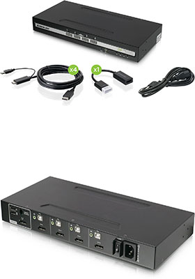 4-Port, Universal, Secure KVM Switch, 10-Foot Cables