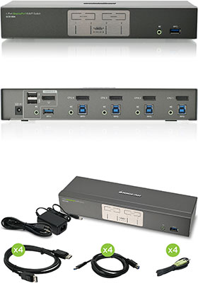 4-Port, 4K DisplayPort KVMP Switch