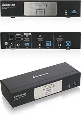 4K KVMP Switch with HDMI Connection, USB 3.0 Hub, and Audio, 2-Ports