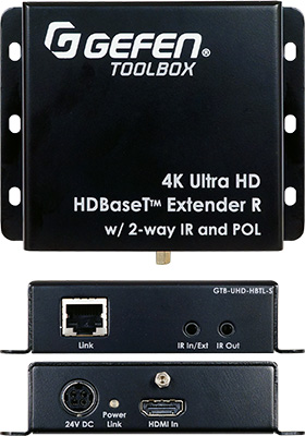 4K Ultra-HD HDBaseT Extender w/2-way IR and PoL