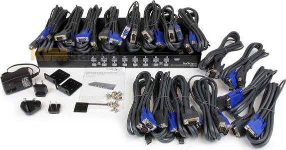 16-Port x1 User VGA 1U Rack-Mount USB KVM Switch with 19 LED, 16 VGA  Cables Included -  United Kingdom