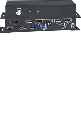 2-Port Dual Monitor 4K DisplayPort KVM Switch w/ Built-In USB 3.2